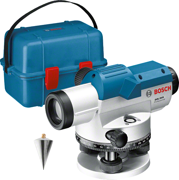Bosch GOL 20 D optische waterpas met koffer en schietlood.