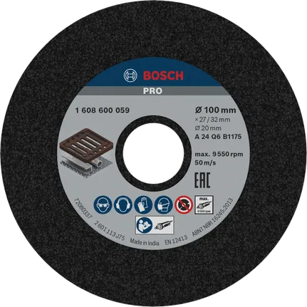 Bosch PRO metaalslijpschijf 100 mm voor metaalbewerking.