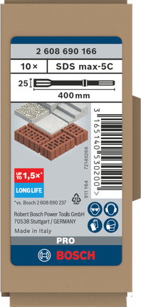 Bosch SDS max-5C 25×400 mm beitelset.