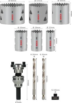 Bosch PRO Multi Material Gatenzaag Q-Lock Opspandoornset, 10-delig.