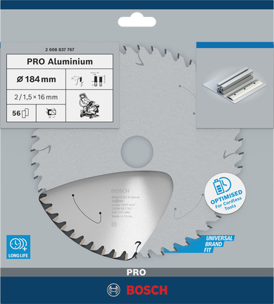 Bosch PRO Aluminium cirkelzaagblad 184×2×16 mm.
