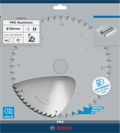 Bosch PRO Aluminium 250×2,4×30 mm zaagblad.