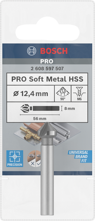 Bosch PRO Soft Metal HSS verzinkboor 12,4 mm voor M6.
