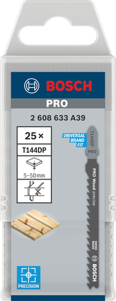 Bosch PRO Wood Precise T144DP decoupeerzaagbladenset, 25 stuks.