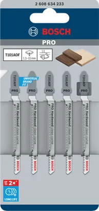 Bosch PRO Hardhout clean curve decoupeerzaagbladen 83 mm 5 stuks.