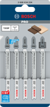Bosch PRO Hardwood clean T101BF decoupeerzaagbladen, 5 stuks.