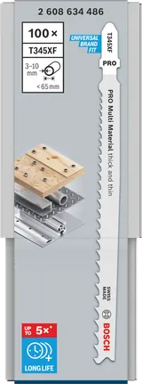 Bosch PRO Multi Material T345XF decoupeerzaagbladenset, 100 stuks.
