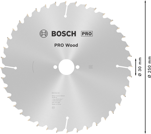 Bosch PRO houtcirkelzaagblad 250 mm voor schone houtsneden.