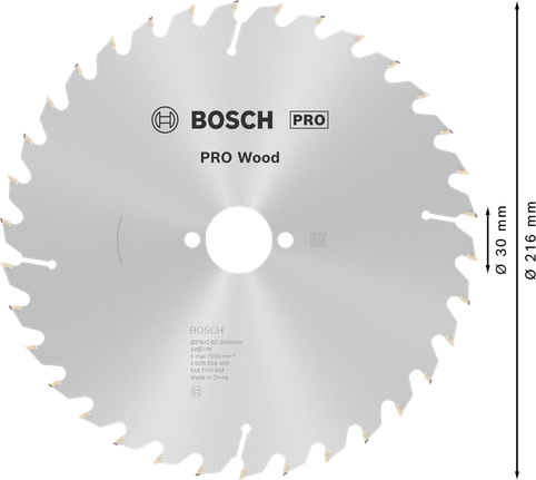 Bosch PRO houtcirkelzaagblad 216 mm T34.