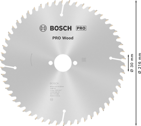 Bosch PRO houtcirkelzaagblad 216 mm T54.