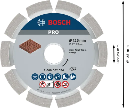 Bosch PRO Morteldiamantschijf 125 mm voor het zagen van baksteen.