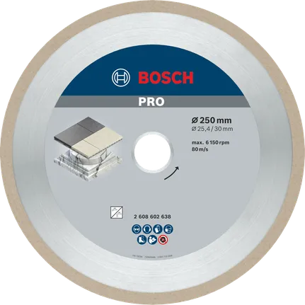 Bosch PRO keramische diamantschijf, 250 mm voor het zagen van tegels.