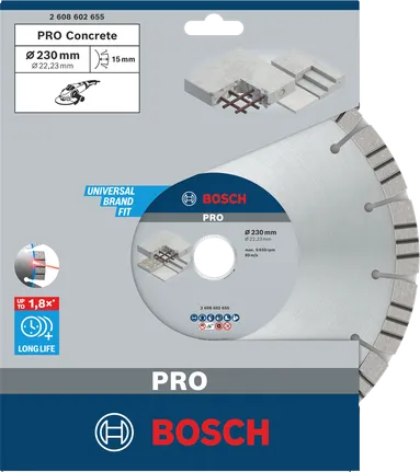 Bosch PRO Betondiamantschijf 230×22,23 mm.