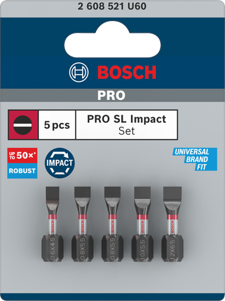 Bosch PRO SL Impact bits set van 5 stuks.