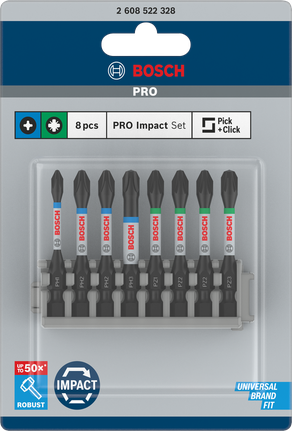 Bosch PRO Slagschroevendraaierbitset 8-delig.
