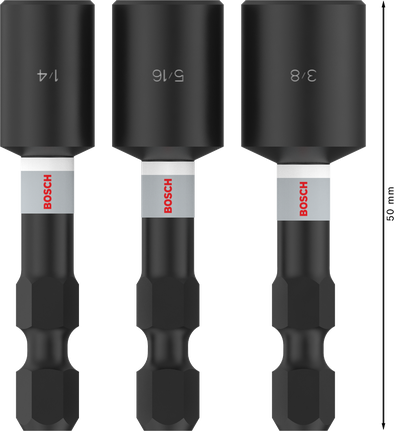 Bosch PRO Moersleutel Impact 3-delige set, 1/4" zeskant schacht.