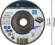 Bosch PRO metaalslijpschijf 100 x 6 x 16 mm voor een lange levensduur.