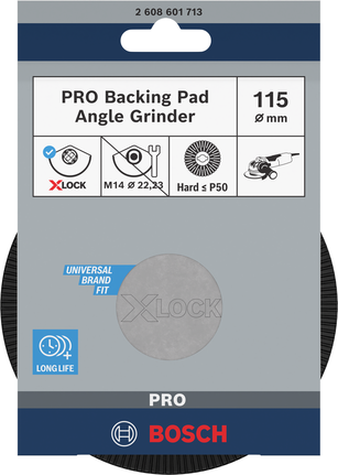 Bosch PRO steunschijf hard 115 mm voor X-LOCK slijpmachines.