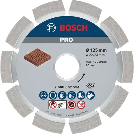 Bosch PRO Morteldiamantschijf 125 mm voor het doorslijpen van metselwerk.