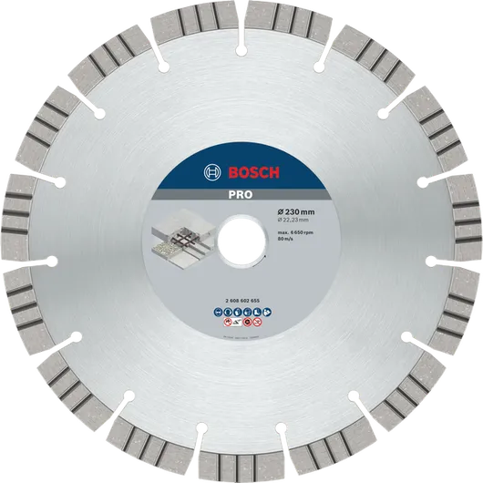 Bosch PRO Betondiamantschijf, 230 mm voor het doorslijpen.