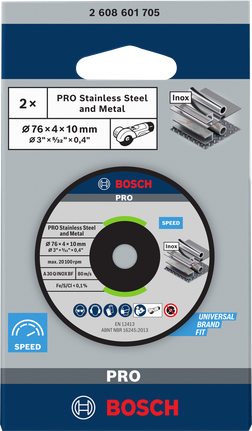 Bosch PRO slijpschijf van roestvrij staal en metaal, 76x4x10 mm.
