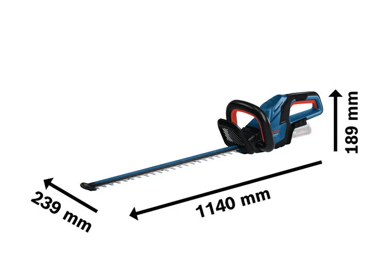 Bosch GHE 18V-60 heggenschaar met 1140 mm lengte.