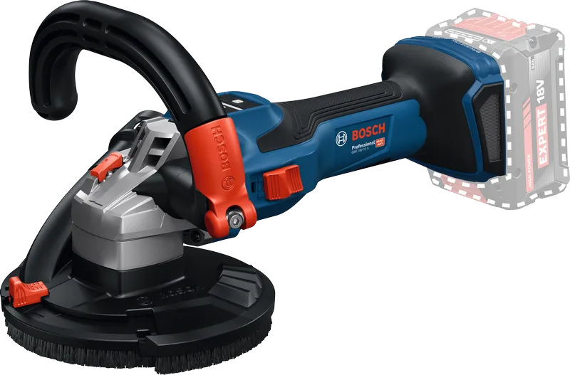 Bosch accu-wandslijpmachine met ergonomische handgreep.