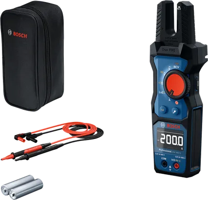 Bosch GFM 1000 digitale multimeter met koffer en meetsnoeren.