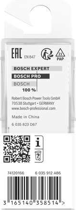 Bosch PRO freesbit met rechte kop, twee snijkanten, 8 mm schacht.