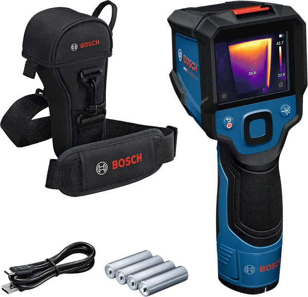 Bosch GTC 12V-450 warmtebeeldcamera met koffer en batterijen.
