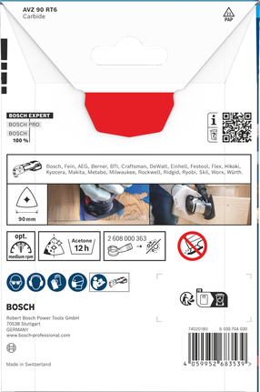 Bosch EXPERT AVZ 90 RT6 hardmetalen schuurplaat, 90 mm.