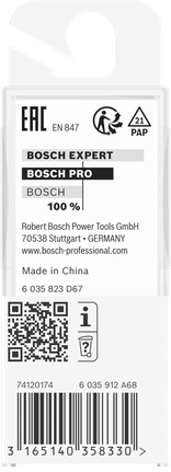 Bosch PRO freesbit met rechte kop, 8 mm schacht en twee snijkanten.