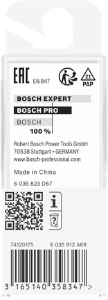 Bosch PRO freesbit met rechte kop, twee snijkanten, 10 mm diameter.