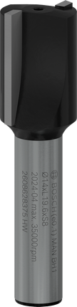 Bosch PRO freesbit met twee snijkanten en een diameter van 14 mm.