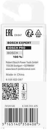 Bosch PRO freesbit met rechte kop, twee snijkanten, Ø 6 mm, schacht 8 mm.