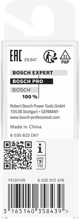 Bosch PRO freesbit met rechte kop, twee snijkanten, Ø 9 mm, schacht 8 mm.