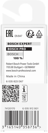 Bosch PRO freesbit met rechte kop, twee snijkanten, schacht 1/4 inch.