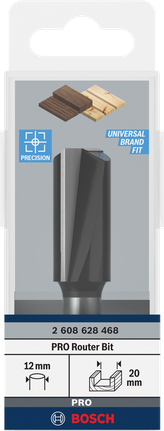 Bosch PRO freesbit met rechte kop, 20 mm, twee snijkanten, voor hout.
