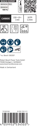 Bosch EXPERT Thin Tough Metal S 922 EHM reciprozaagblad.