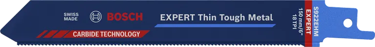 Bosch EXPERT Thin Tough Metal reciprozaagblad met hardmetaaltechnologie.