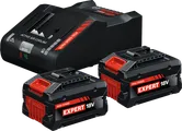 Bosch startset met lader en twee 18V 8Ah accu's.