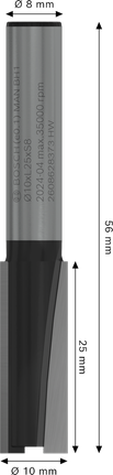 Bosch PRO freesbit met twee snijkanten, 10x25 mm.
