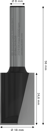 Bosch PRO freesbit met twee snijkanten en een diameter van 18 mm.
