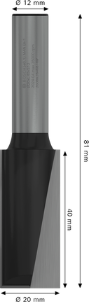 Bosch PRO freesbit met rechte kop, 20 mm, twee snijkanten.