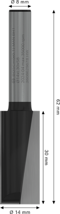 Bosch PRO freesbit met twee snijkanten, 14x30 mm.