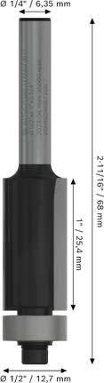 Bosch PRO Freesbit Onderlager Vlakke Afwerking 1/2" x 1".