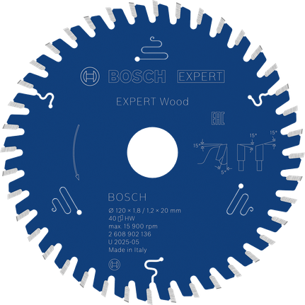 Bosch EXPERT houtcirkelzaagblad, 120 mm diameter.