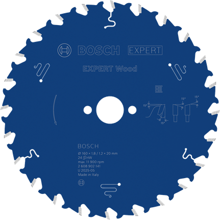 Bosch EXPERT houtcirkelzaagblad 160 mm T24.