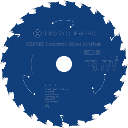 Bosch EXPERT Construct Wood snoerloos 160mm T24 zaagblad.