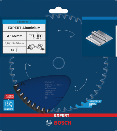 Bosch EXPERT aluminium cirkelzaagblad 165 mm T56 voor het zagen van aluminium.